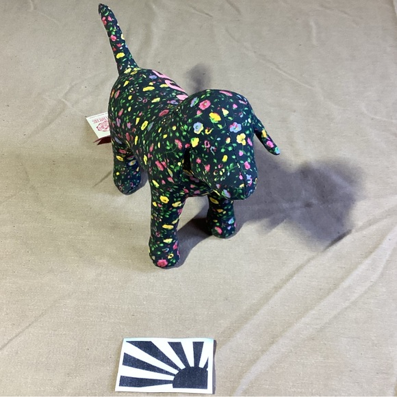 PINK Victoria's Secret Floral "PEACE" Dog Plush - Picture 2 of 7